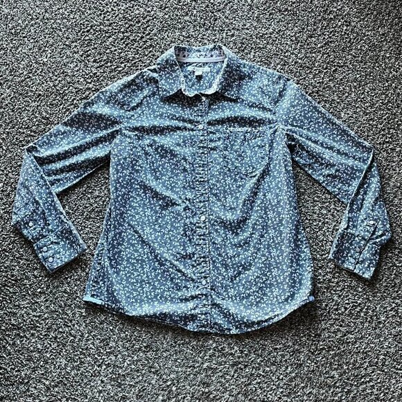 Banana Republic Tops - Banana Republic Button-up Shirt Med Blue Butterfly Whimsical Floral Cottagecore